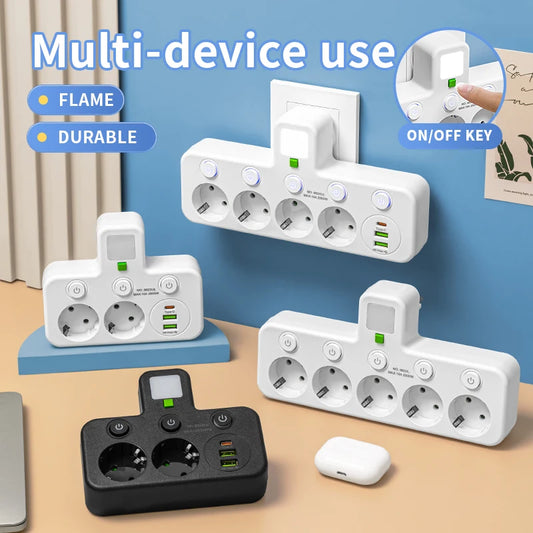 EU Plug Outlet 5 Sockets