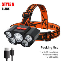 5 LED Flashlight Rechargeable with Built in Lithium Battery "Strong Head Light"