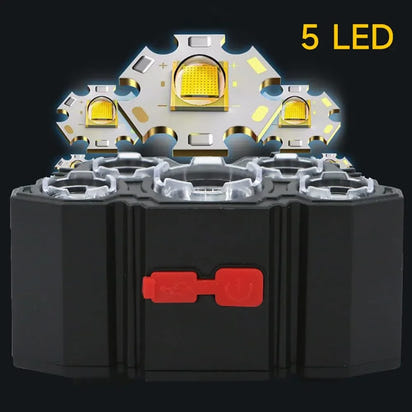 5 LED Flashlight Rechargeable with Built in Lithium Battery 