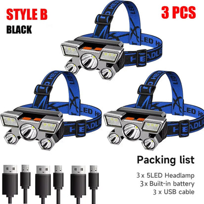 5 LED Flashlight Rechargeable with Built in Lithium Battery 