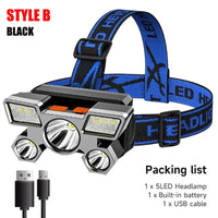 5 LED Flashlight Rechargeable with Built in Lithium Battery "Strong Head Light"