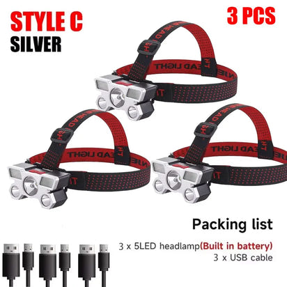 5 LED Flashlight Rechargeable with Built in Lithium Battery 