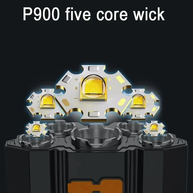 5 LED Flashlight Rechargeable with Built in Lithium Battery "Strong Head Light"